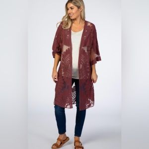 Dark Mauve Lace Mesh 3/4 Sleeve Kimono bought from PinkBlush Size Small/Medium.